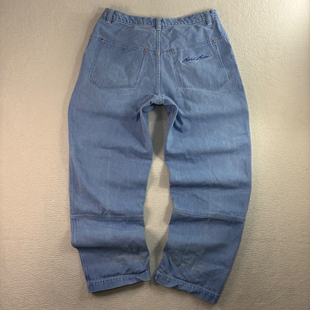 Vintage Karl Kani Baggy Jeans Men 36x32 Blue Faded Embroidered Loose Relaxed 90s